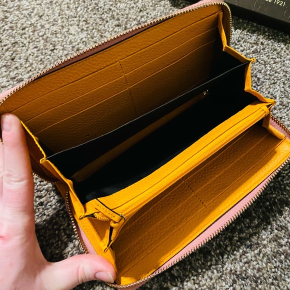 EUC GUCCI LE Japan Exclusive Two Tone Pink & Orange Leather Bamboo Long Wallet - Picture 13 of 16